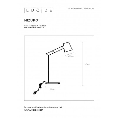 kinkiecik.pl Lampa stołowa MIZUKO 1xE14 Black 20610/01/30 Lucide